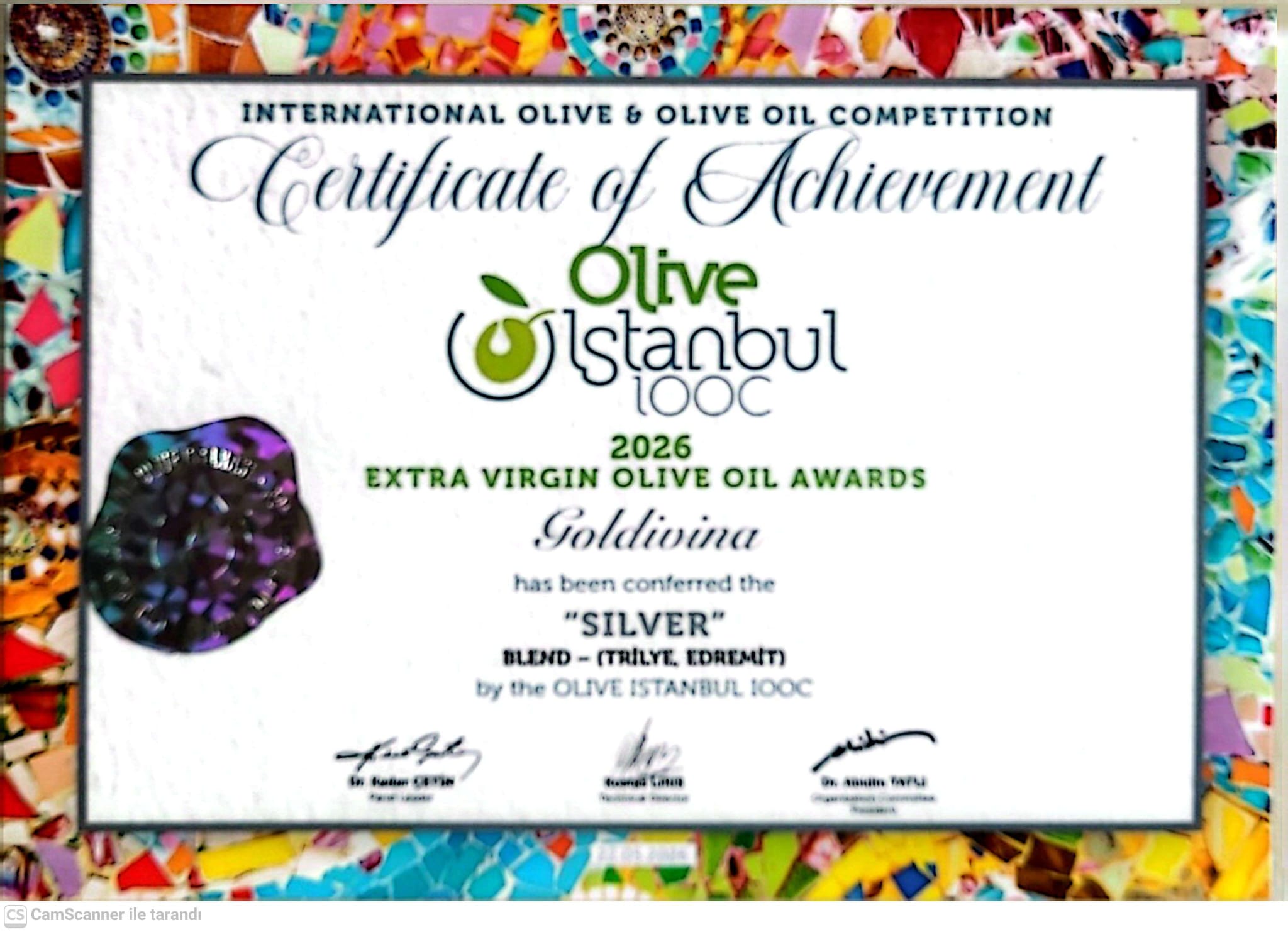 Olive Istanbul International Olive Oil Competition 2026 Silver Award